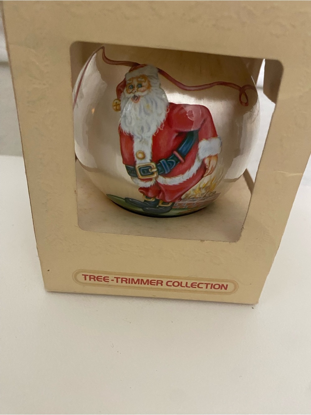 Vintage 1983 Hallmark Keepsake Santa Stocking Satin Spun Christmas Ornament